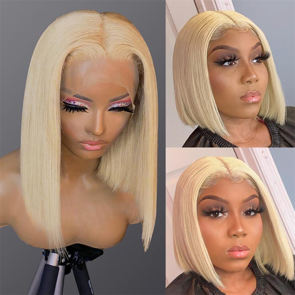 Transparent Lace Front 613 Blonde Short Straight Bob Wig Human Hair Wigs [BOB13]