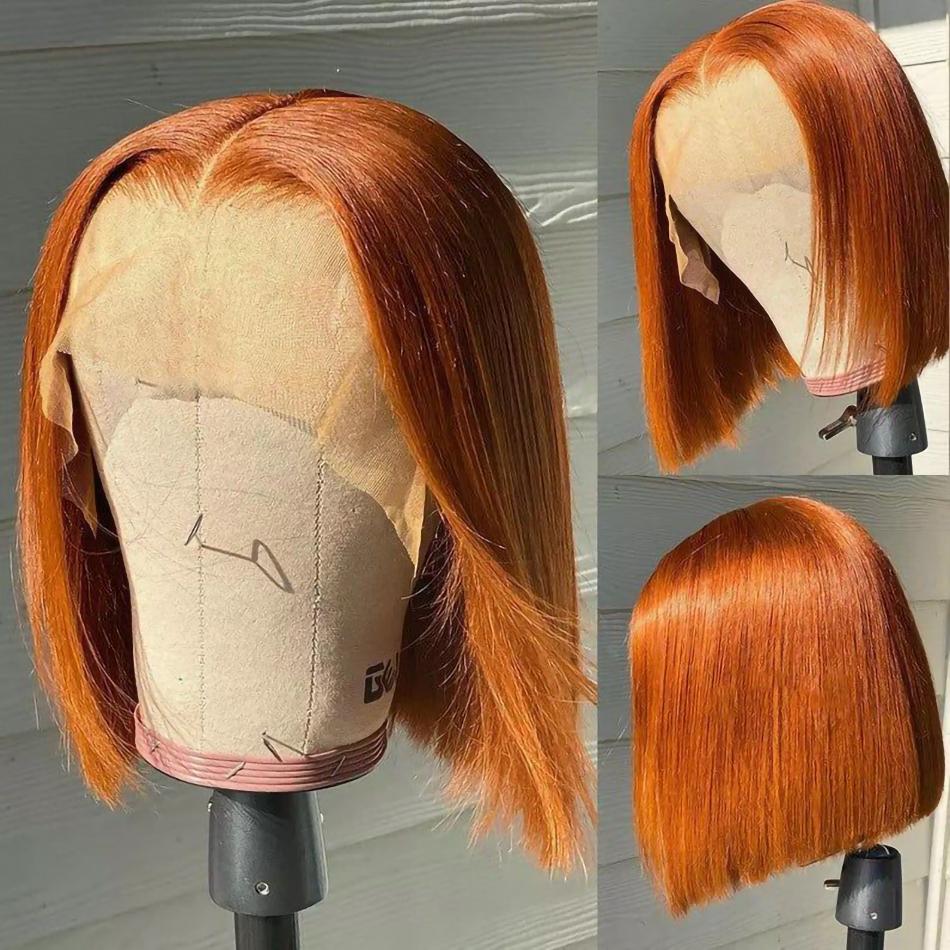Ginger Bob Wigs Silky Straight 13x4 Lace Front Human Hair Wigs [BOB12]