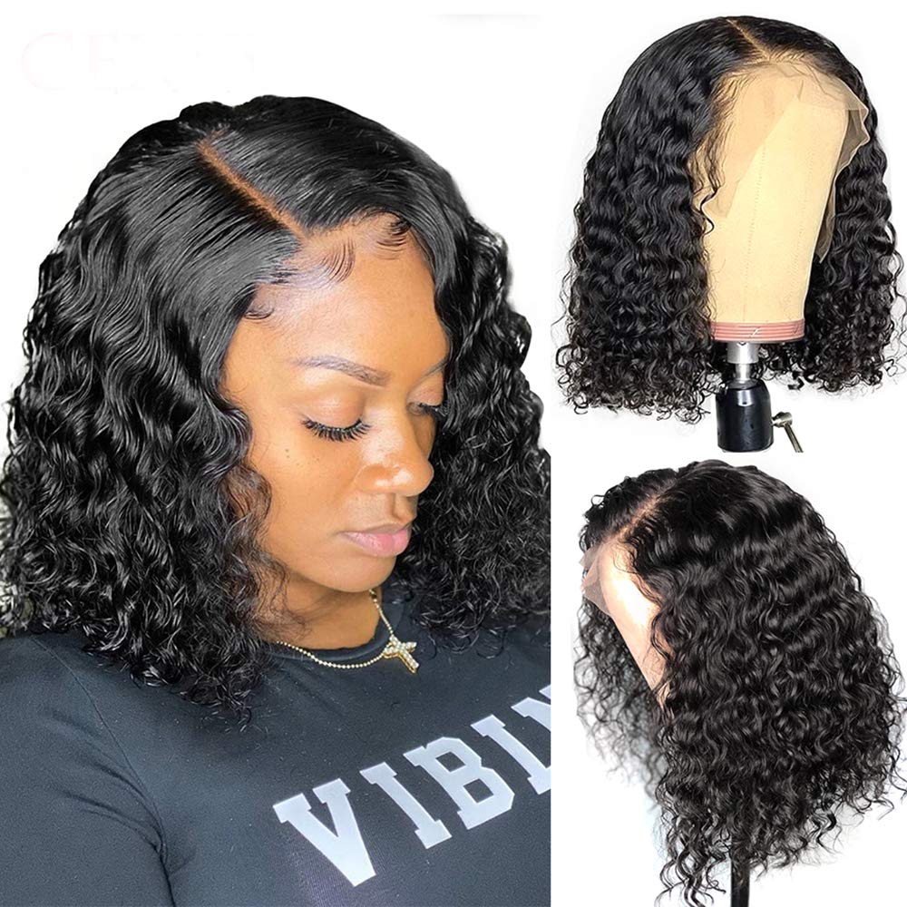 Clean Hairline Deep Curly Lace Front Short Bob Wig Pre-plucked Human Hair Wigs [BOB08]