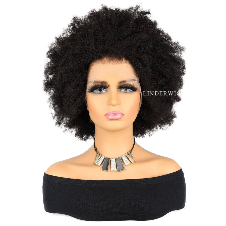 Big Density Afro Kinky Bob Lace Wig Glueless Virgin Human Hair [BOB05]