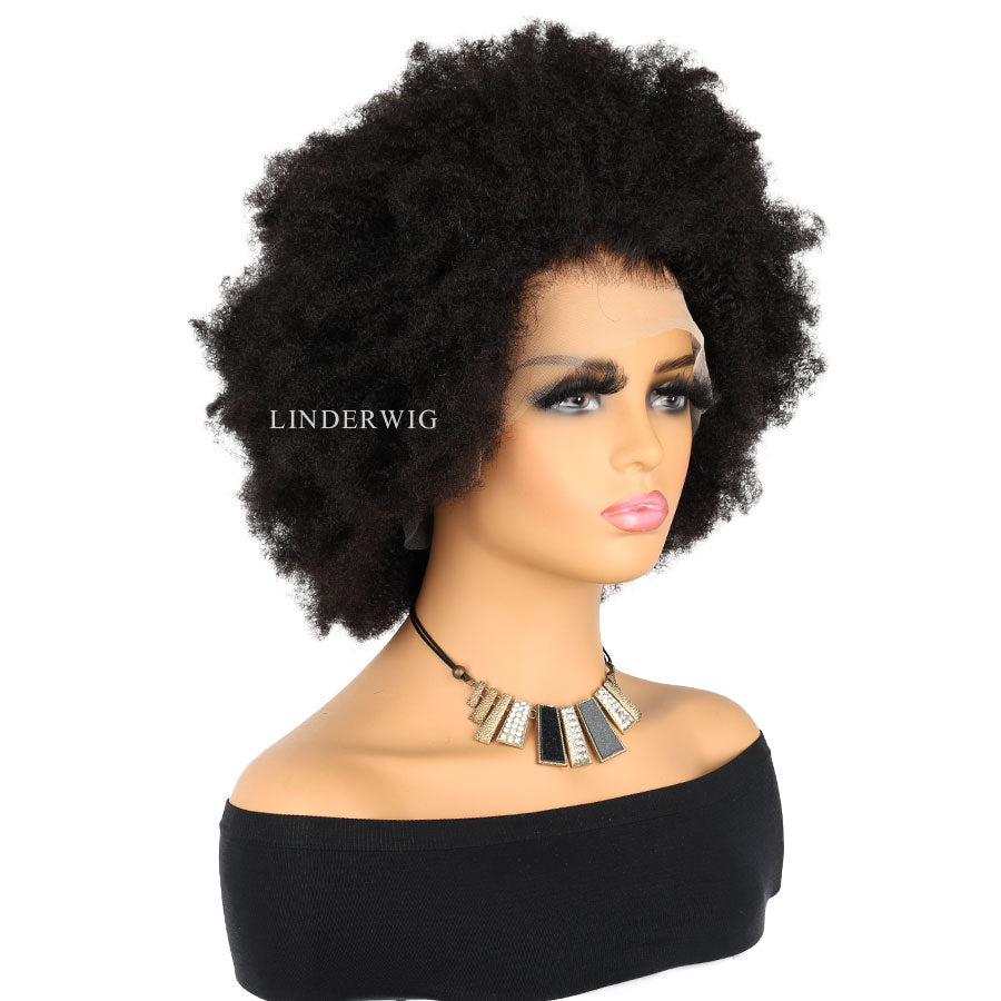 Big Density Afro Kinky Bob Lace Wig Glueless Virgin Human Hair [BOB05]