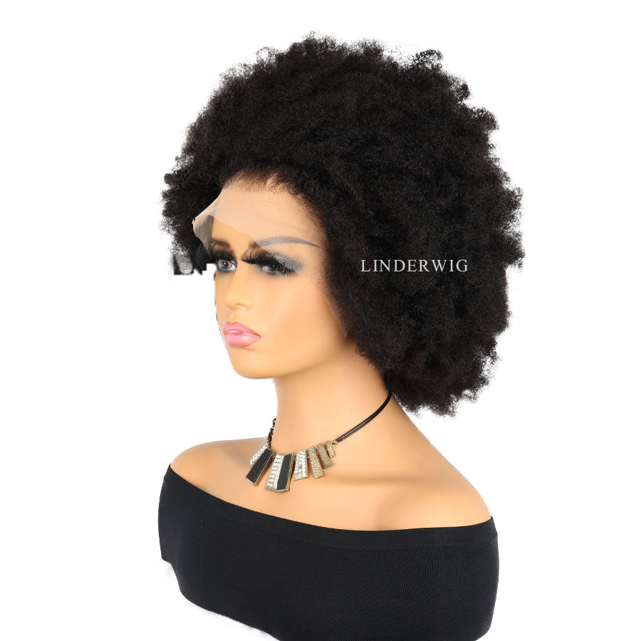 Big Density Afro Kinky Bob Lace Wig Glueless Virgin Human Hair [BOB05]