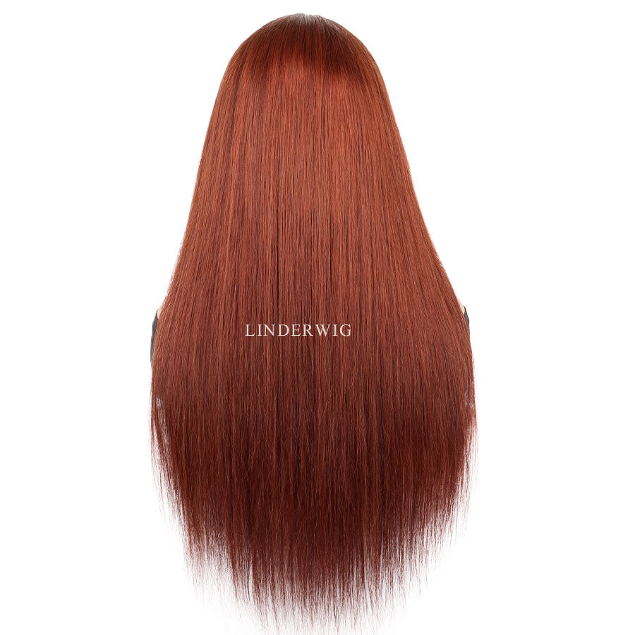 Clean Hairline Dark Red Colored 13X4 Full Frontal Wig Human Hair Wig[13X4F007]