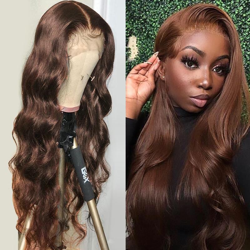 13X4 Lace Front Wig Brown Color Wigs Human Hair Wigs Pre Plucked Hairline Wig [13X4F009]