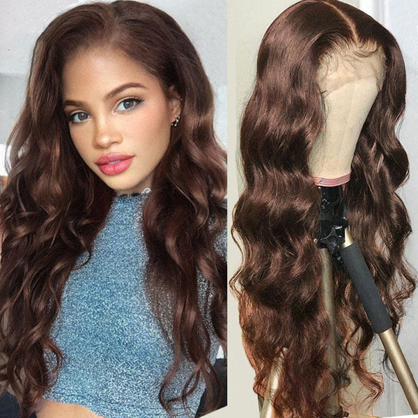 13X4 Lace Front Wig Brown Color Wigs Human Hair Wigs Pre Plucked Hairline Wig [13X4F009]