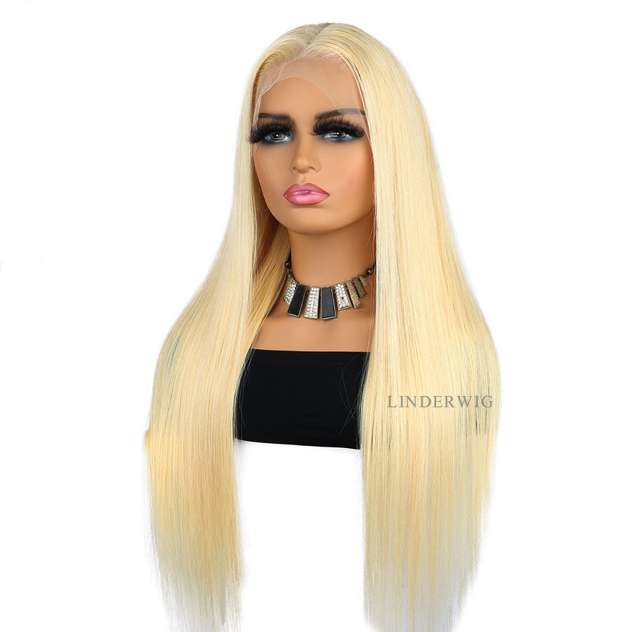 Best Quality Glueless Straight Blonde 613 Human Hair Wig Lace Front Wig [13X4F001]