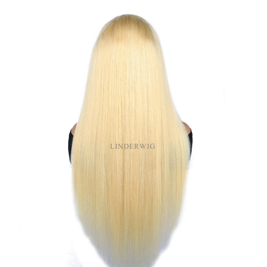 Best Quality Glueless Straight Blonde 613 Human Hair Wig Lace Front Wig [13X4F001]