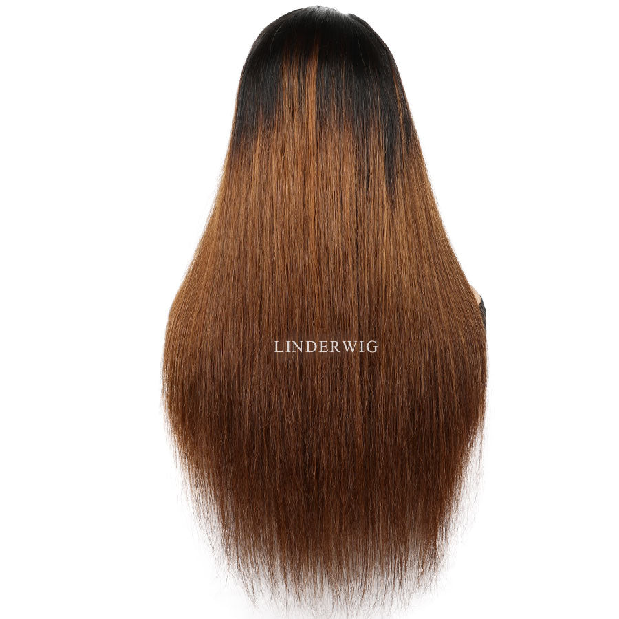 Right Part Ombre Light Brown Straight Lace Front Wig Clean Hairline Wig [13X4F005]