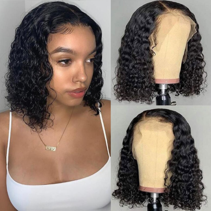 Clean Hairline Deep Curly Lace Front Short Bob Wig Pre-plucked Human Hair Wigs [BOB08]