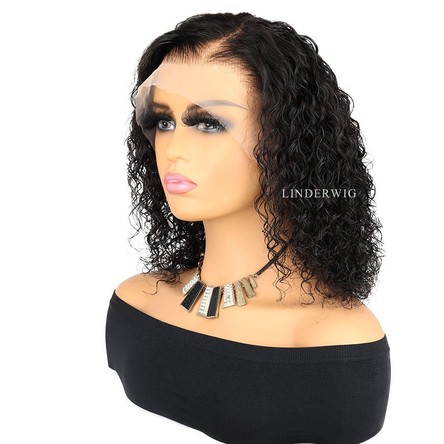 Clean Hairline Natural Curly Bob Lace Front Wigs Virgin Human Hair Wigs [BOB01]