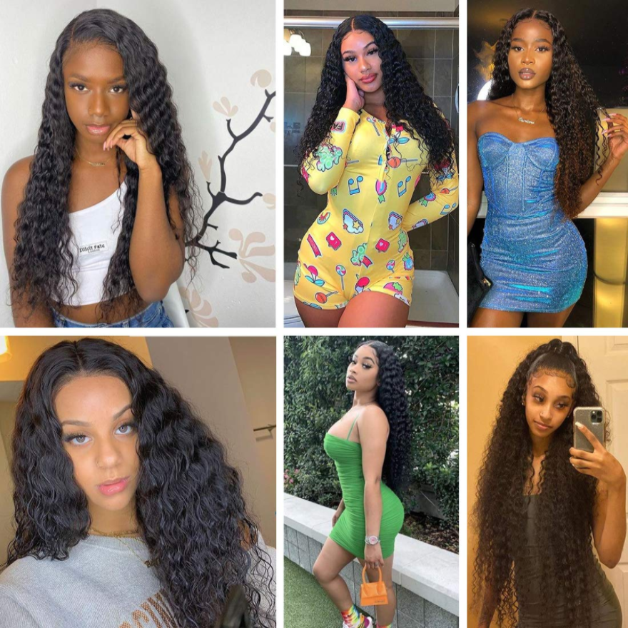 13X4 Full Frontal Wig Deep Wave Brazilian Virgin Human Hair Wigs [13X4FDW]