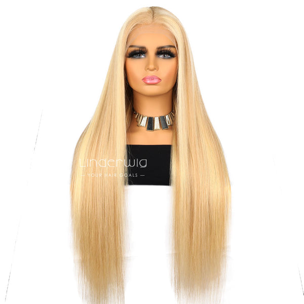 Glueless Straight Blonde 613 Highlights Lace Wig Human Hair Wig Lace Front Wig [13X4F010]