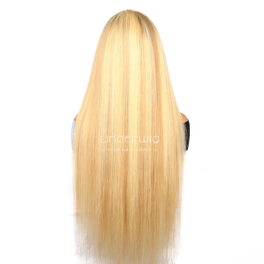 Glueless Straight Blonde 613 Highlights Lace Wig Human Hair Wig Lace Front Wig [13X4F010]