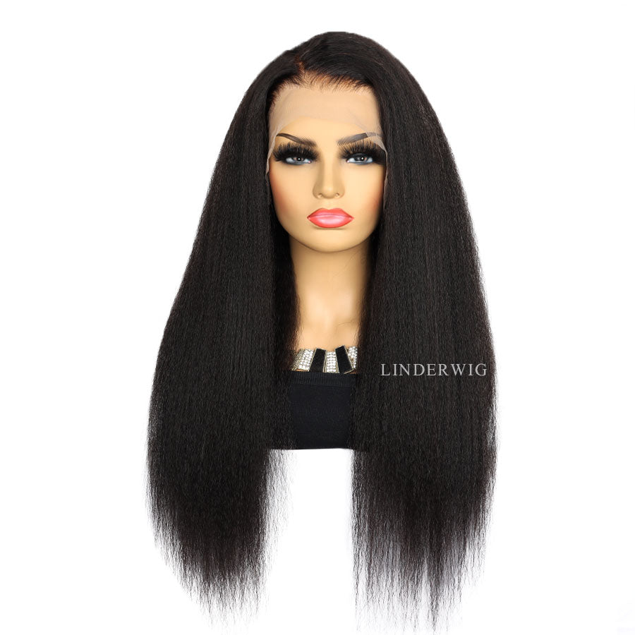 Virgin Brazilian Kinky Straight 13x4 Full Frontal Glueless Lace Wig [13X4FKS]