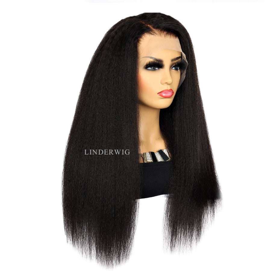 Virgin Brazilian Kinky Straight 13x4 Full Frontal Glueless Lace Wig [13X4FKS]