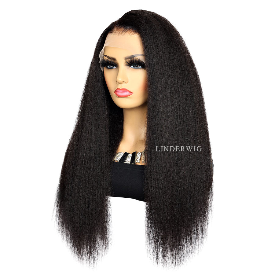 Virgin Brazilian Kinky Straight 13x4 Full Frontal Glueless Lace Wig [13X4FKS]