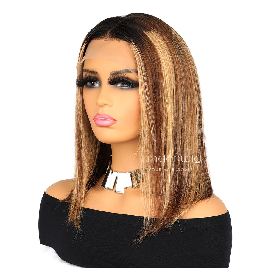 Highlight Wig Human Hair Bob Wigs Straight Ombre Lace Front Human Hair Wigs [BOB09]