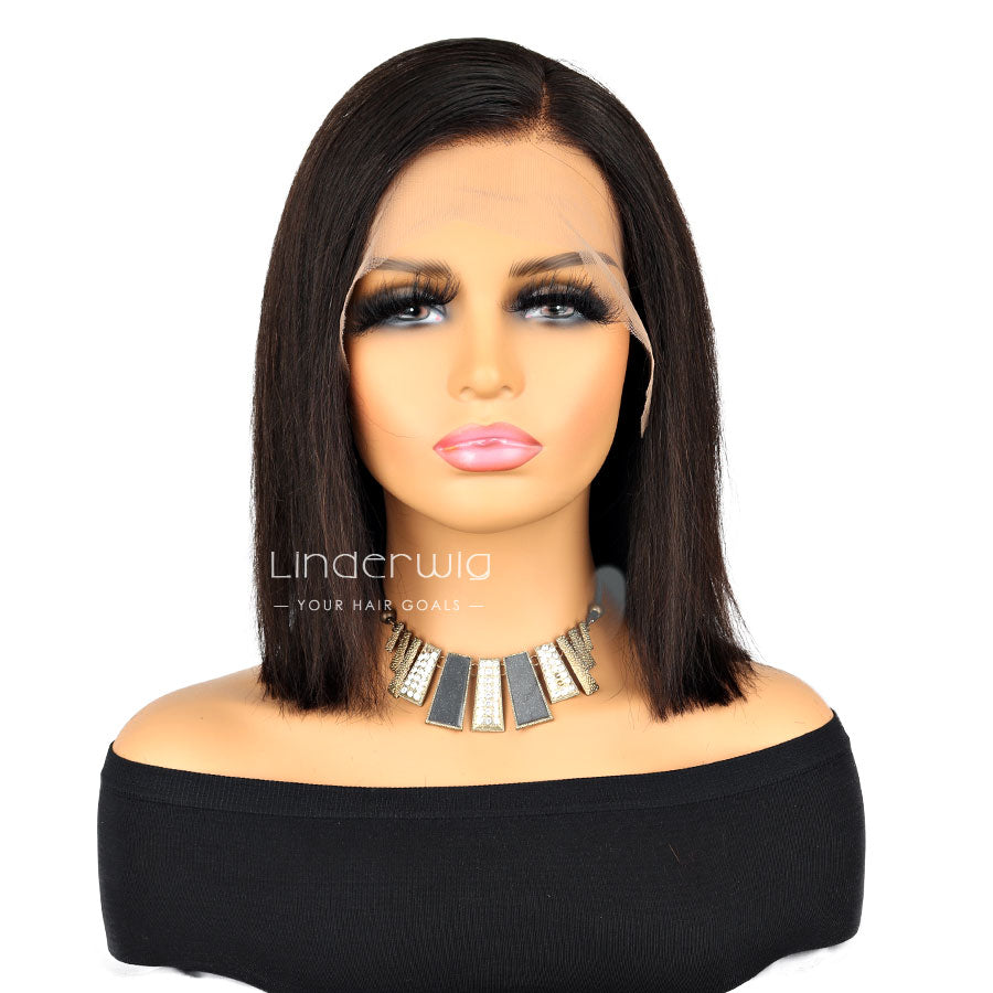 Relaxed Yaki Straight Bob Wig Short Human Hair Wigs [BOB10]