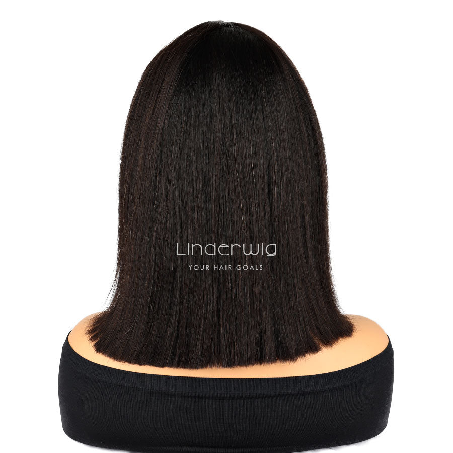 Relaxed Yaki Straight Bob Wig Short Human Hair Wigs [BOB10]